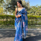 Vamsee Sia Blue Organza Saree - Swadesiicart