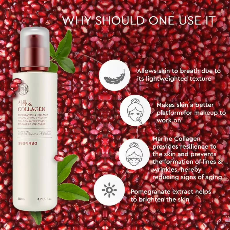 The Face Shop Pomegranate & Collagen Volume Lifting Emulsion - Korean Skincare | Swadesiicart
