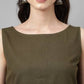 FIORRA Women's Olive Rayon Silk Straight Kurta Set - Swadesiicart