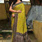 Joban Fashion Green Crepe Chiffon Pure Handloom Banarasi Silk Saree | Swadesiicart
