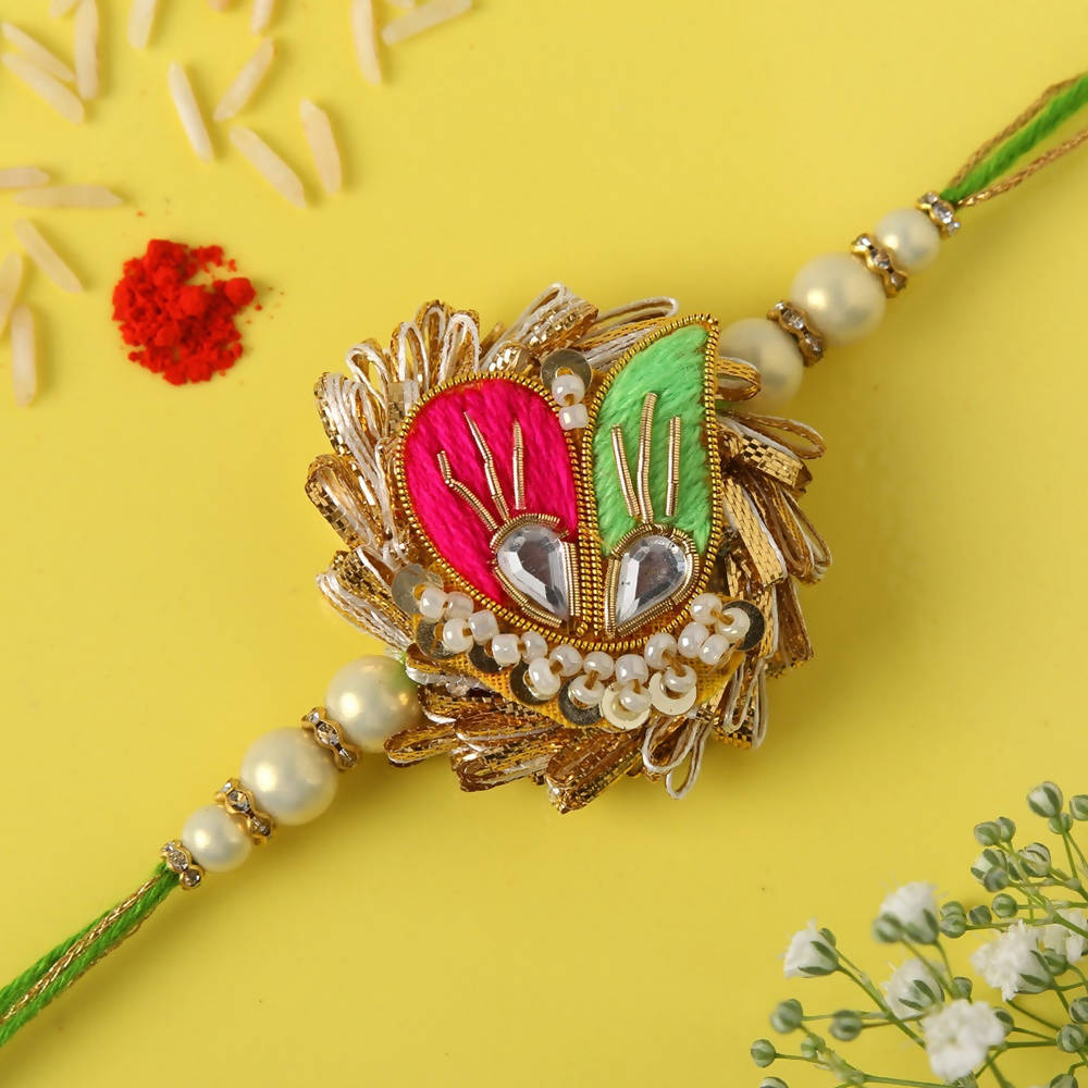 Ethnic Zardosi Rakhi & Soan Papdi | Swadesiicart