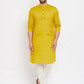 Even Apparels Pure Cotton Yellow Men's Kurta With Band Collar | Swadesiicart