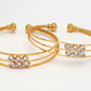 NVR Women's Set of 2 Gold-Polished CZ Stone-Studded Adjustable Bangles - Swadesiicart