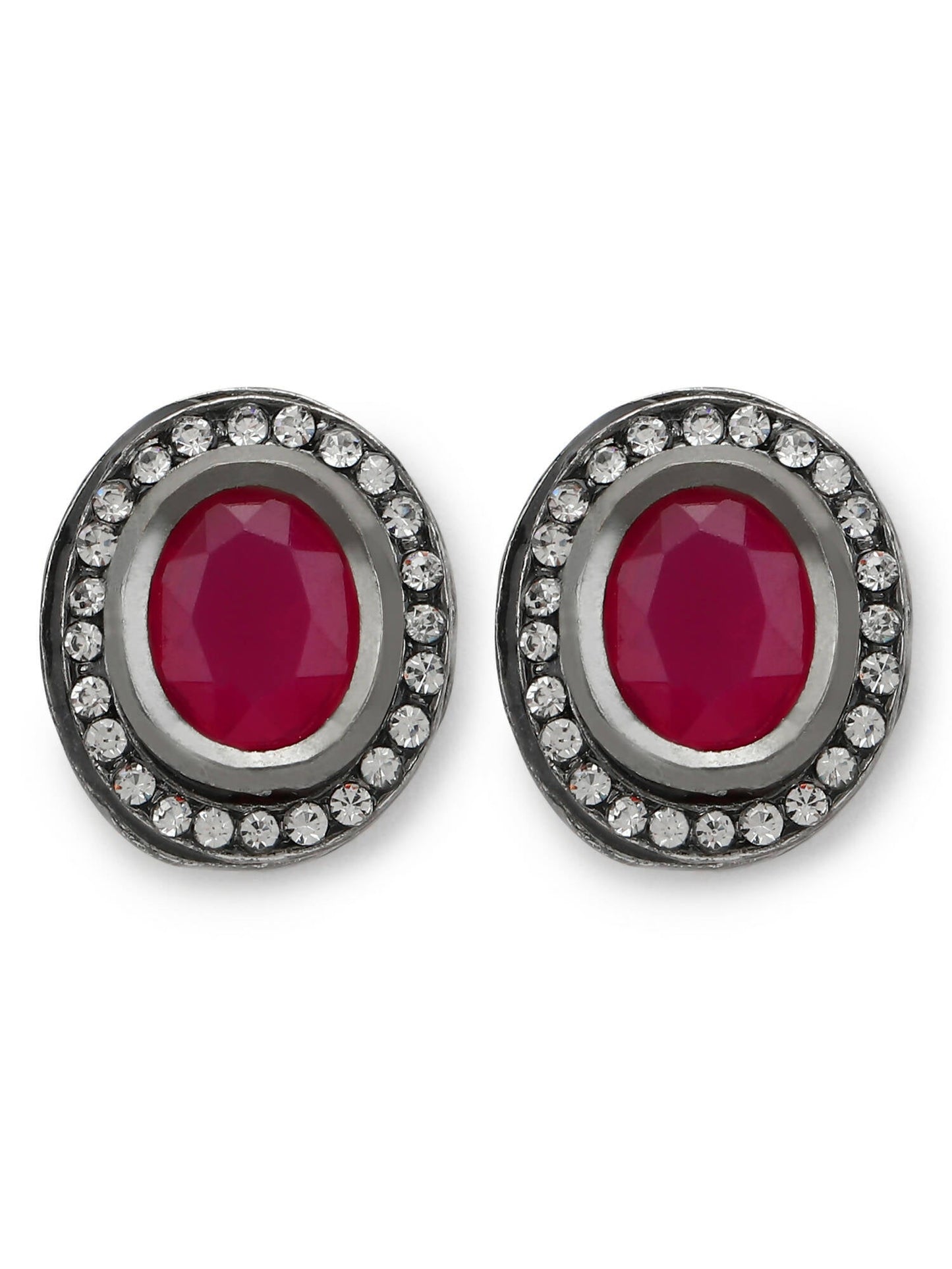 Pink Circular Studs Earrings - Ruby Raang - Swadesiicart