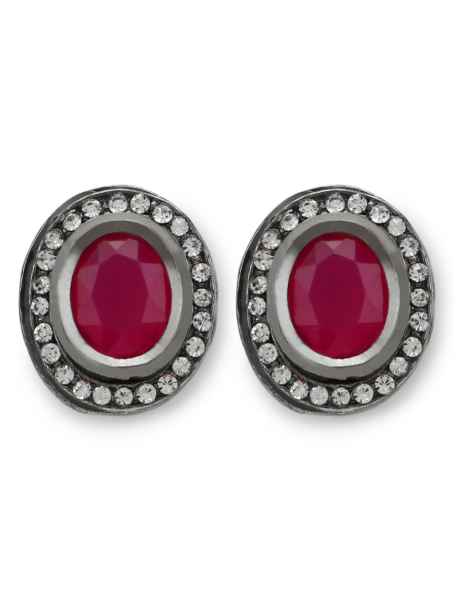 Pink Circular Studs Earrings - Ruby Raang - Swadesiicart