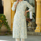 Juniper Women's Sky Blue Rayon Staple Printed A-Line Kurta | Swadesiicart