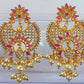AD Ruby Designer Hanging Pearls Earrings | Swadesiicart