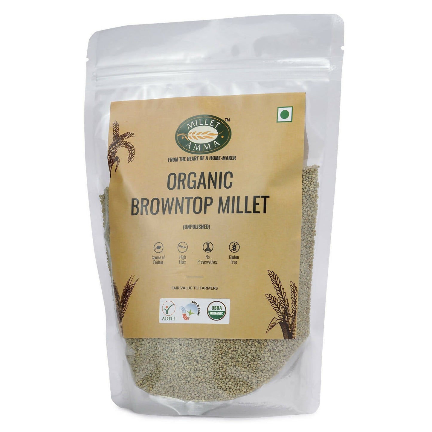 Millet Amma Organic Browntop Millet Grains - Swadesiicart