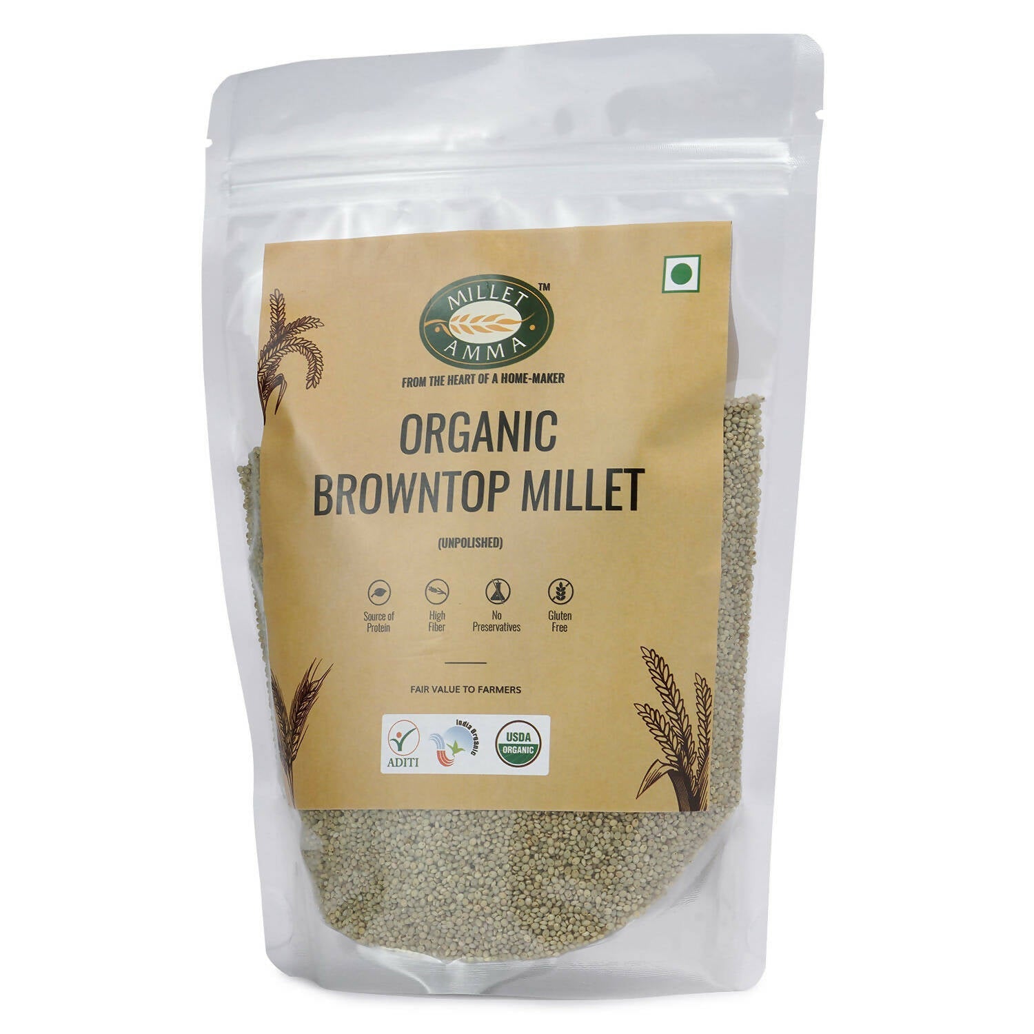 Millet Amma Organic Browntop Millet Grains - Swadesiicart