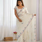 Vamsee Taniya White Silky Crush Saree - Swadesiicart