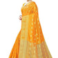 Vamika Banarasi Jacquard Weaving Yellow Saree | Swadesiicart
