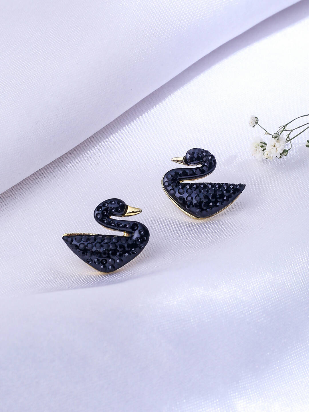 NVR Women Black Cz Studded Studs Earrings | Swadesiicart