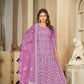 Jyoti Fashion Women's Purple Net Embroidered Anarkali Kurta Pant Set With Dupatta | Swadesiicart