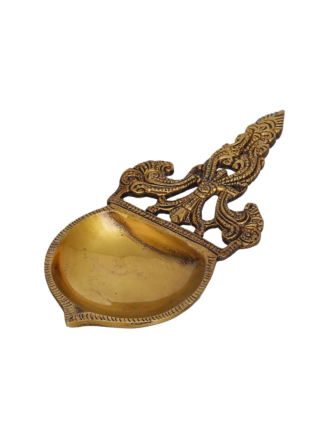 eCraftIndia Beige Ethnic Design Diya With Handle | Swadesiicart