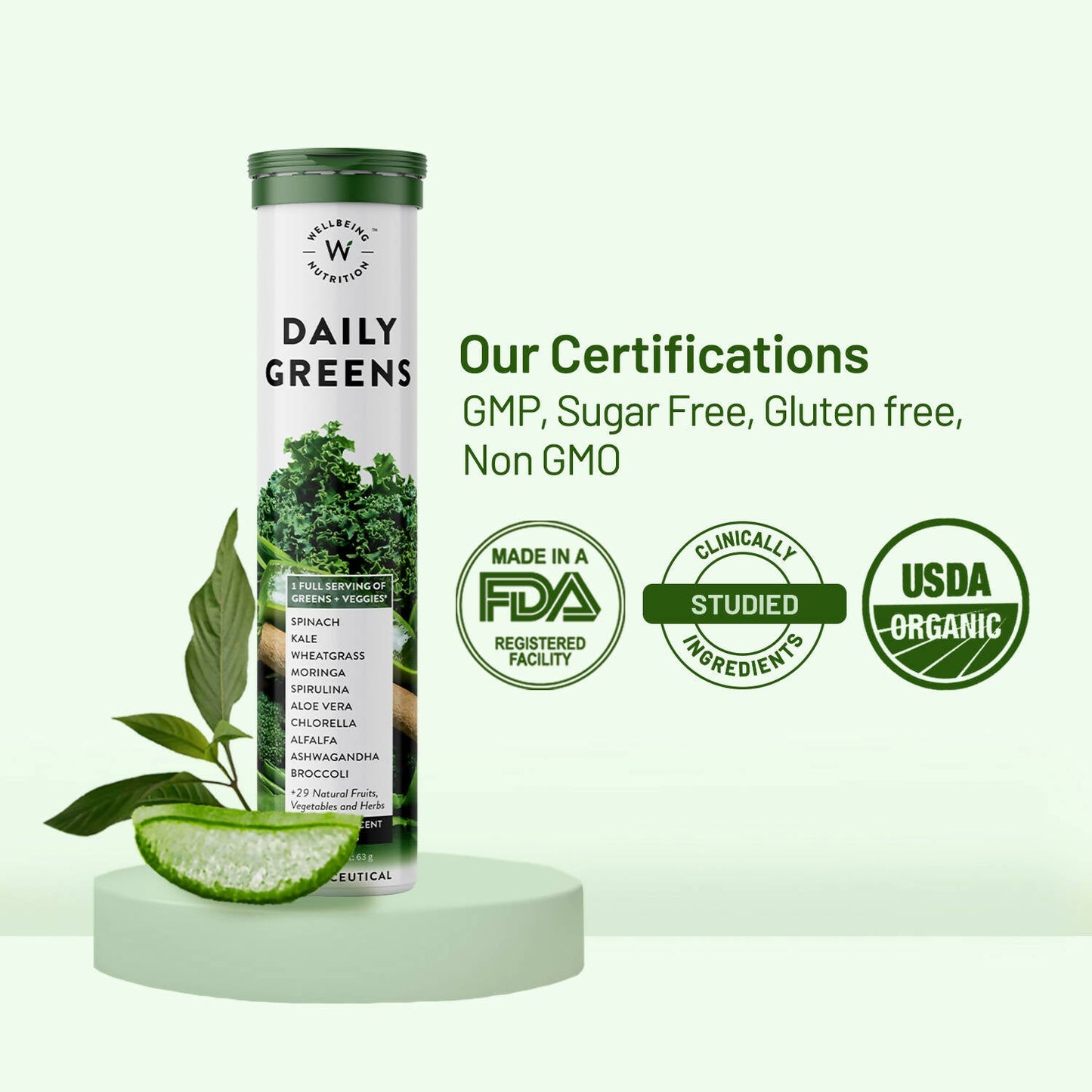 Wellbeing Nutrition Daily Greens Effervescent Tablets - Swadesiicart