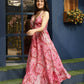 Pink Rayon Foil Printed Long Dress - Michan | Swadesiicart