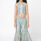 Lil Drama Golden Weaves Blue Crop Top With Palazzo Co-Ordinate Set - Swadesiicart