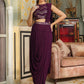 Janasya Purple Georgette Sequined Saree and Blouse | Swadesiicart