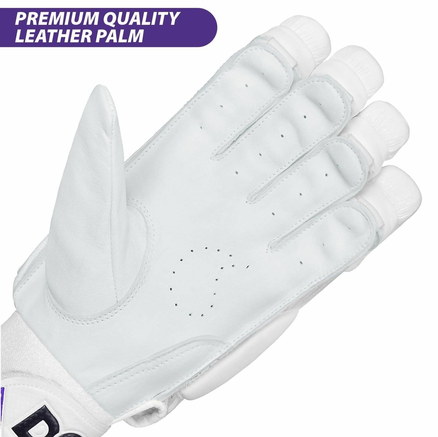 DSC Krunch 7.0 Men's Leather Right Hand Cricket Batting Gloves - Size Small (White Orange) - Swadesiicart