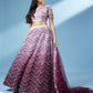 House of Panchhi Women Lavender Net Zig-Zag Embroideried Lehenga, Blouse & Dupatta | Swadesiicart