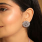 Nuyug Rhodium-Plated Zircon Studded Floral Statement Stud Earrings | Swadesiicart