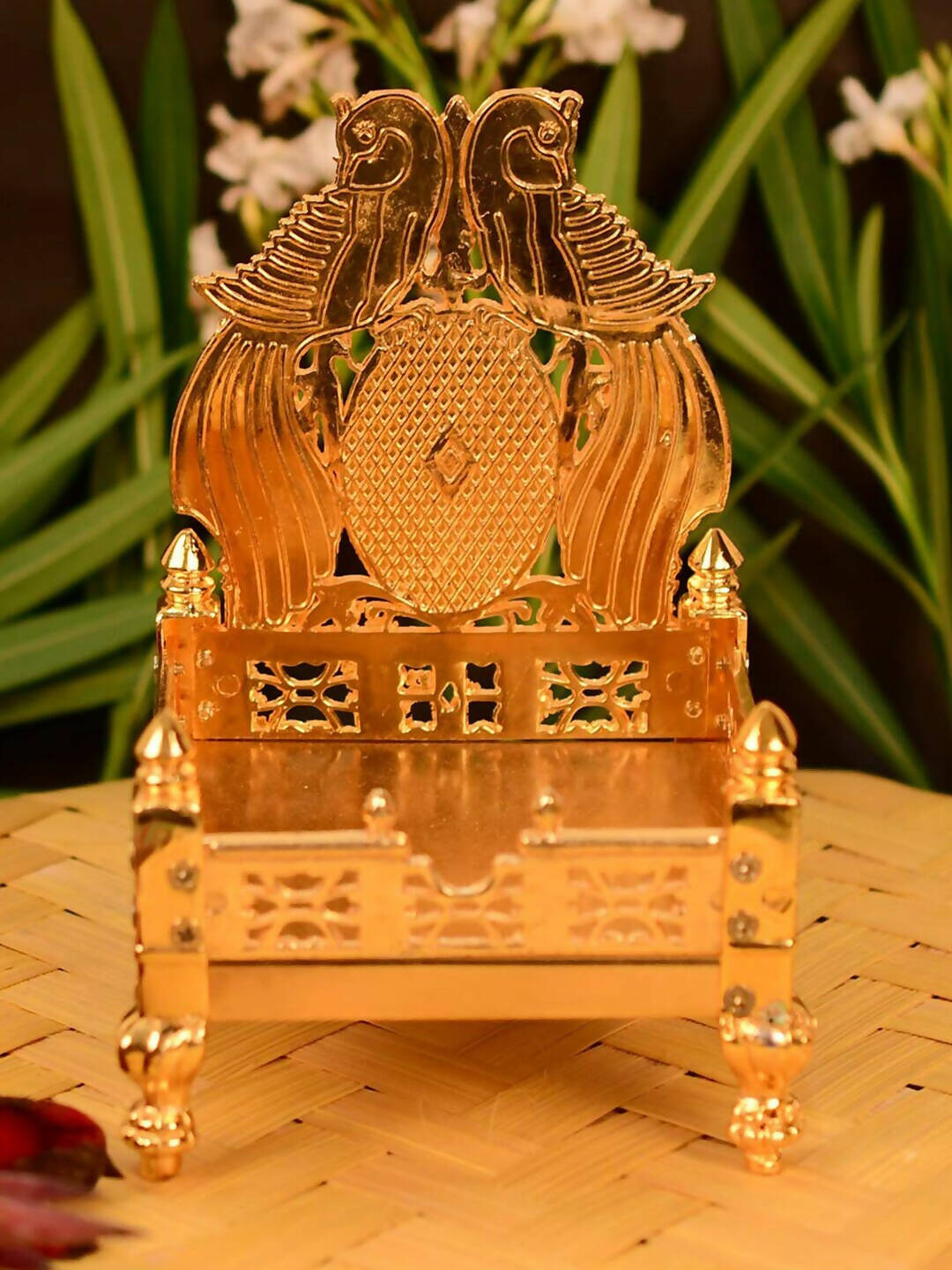 CraftVatika Gold-Toned Singhasan Chowkie | Swadesiicart