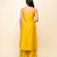 FIORRA Women's Yellow Silk Blend Straight Kurta Palazzo Set With Dupatta - Swadesiicart