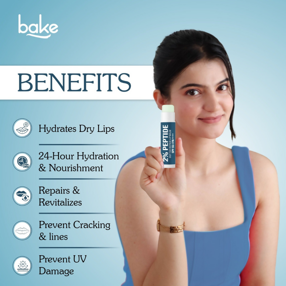 Bake 2% Peptide + Ceramide Butter Brightening Lip Balm SPF 55 PA++++ | Swadesiicart