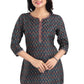Snehal Creations Novel Navy Blue Rayon Short Kurti Tunic Top - Snehal Creation Inc