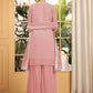 Teeya Creation Peach Color Georgette Fabric Heavy Embroidery Work Fully Stitched Palazzo Set - Swadesiicart