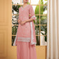 Teeya Creation Peach Color Georgette Fabric Heavy Embroidery Work Fully Stitched Palazzo Set - Swadesiicart