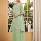 Teeya Creation Pista Color Georgette Fabric Heavy Embroidery Work Fully Stitched Palazzo Set - Swadesiicart