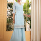 Teeya Creation Sky Color Georgette Fabric Heavy Embroidery Work Fully Stitched Palazzo Set - Swadesiicart
