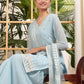 Teeya Creation Sky Color Georgette Fabric Heavy Embroidery Work Fully Stitched Palazzo Set - Swadesiicart