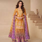Teeya Creation Multi Color Chinnon Silk Digital Print With Embroidery Work Fully Stitched Palazzo Pair - Swadesiicart