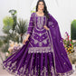 Teeya Creation Purple Color Chinnon Silk Embroidery Work Fully Stitched Salwar Suit - Swadesiicart