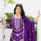 Teeya Creation Purple Color Chinnon Silk Embroidery Work Fully Stitched Salwar Suit - Swadesiicart