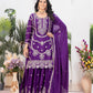 Teeya Creation Purple Color Chinnon Silk Embroidery Work Fully Stitched Salwar Suit - Swadesiicart