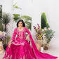 Teeya Creation Rani Color Chinnon Silk Embroidery Work Fully Stitched Salwar Suit - Swadesiicart
