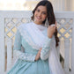 Teeya Creation Sky Blue Color Faux Georgette Embroidery And Sequence Work Fully Stitched Anarkali Gown - Swadesiicart