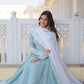 Teeya Creation Sky Blue Color Faux Georgette Embroidery And Sequence Work Fully Stitched Anarkali Gown - Swadesiicart