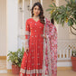 Teeya Creation Red Color Faux Georgette Embroidery And Sequence Work Fully Stitched Anarkali Gown - Swadesiicart