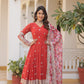 Teeya Creation Red Color Faux Georgette Embroidery And Sequence Work Fully Stitched Anarkali Gown - Swadesiicart
