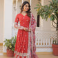 Teeya Creation Red Color Faux Georgette Embroidery And Sequence Work Fully Stitched Anarkali Gown - Swadesiicart