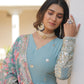Teeya Creation Sky Color Faux Georgette Embroidery And Sequence Work Fully Stitched Anarkali Gown - Swadesiicart