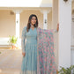 Teeya Creation Sky Color Faux Georgette Embroidery And Sequence Work Fully Stitched Anarkali Gown - Swadesiicart