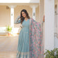 Teeya Creation Sky Color Faux Georgette Embroidery And Sequence Work Fully Stitched Anarkali Gown - Swadesiicart