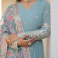 Teeya Creation Sky Color Faux Georgette Embroidery And Sequence Work Fully Stitched Anarkali Gown - Swadesiicart