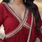 Teeya Creation Maroon Color Faux Georgette Zari Embroidery Work Fully Stitched Anarkali Gown - Swadesiicart