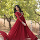 Teeya Creation Maroon Color Faux Georgette Zari Embroidery Work Fully Stitched Anarkali Gown - Swadesiicart